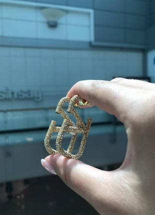 Брендовые серьги в позолоте с камушками