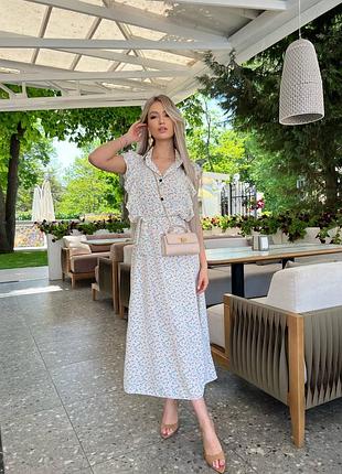 Сукня міді на гудзиках зверху з комірцем без рукавів2 фото