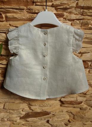 Нарядный льняной топ/блуза gaialuna (италия) на 2-3 годика (размер 98)6 фото