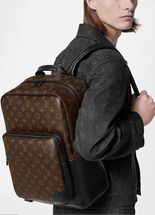 Рюкзак коричневий брендовий канва у стилі луї вітон louis vuitton