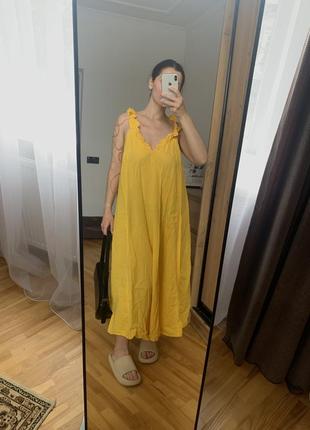Натуральное миди платье-платье h&m