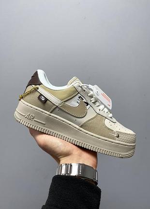 Nike air force 1 low tan bling, кроссовки женские найк аэр форс 1, жэнкие кроссовки найк форс9 фото