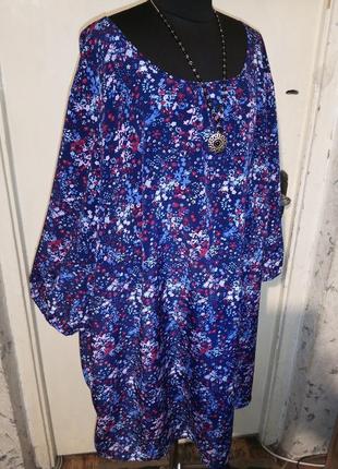 Яркое платье-туника-трапеция в цветочный принт,мега батал,julietta,германия2 фото