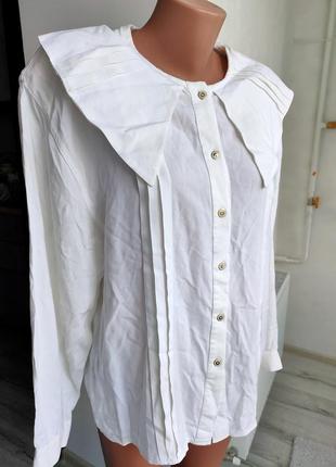 Белая блуза, белая рубашка большого размера, пог 58