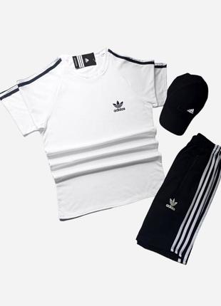 Спортивный комплект adidas летний (футболка+шорты+бейсболка)🔥1 фото