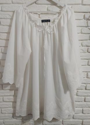 Белоснежное туника платье с вышивкой3 фото