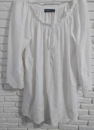 Белоснежное туника платье с вышивкой9 фото