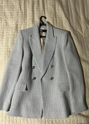 Твидовый голубой поджах zara