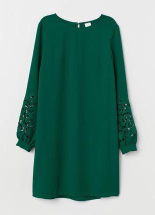 Зеленое платье с вышивкой ришелье1 фото