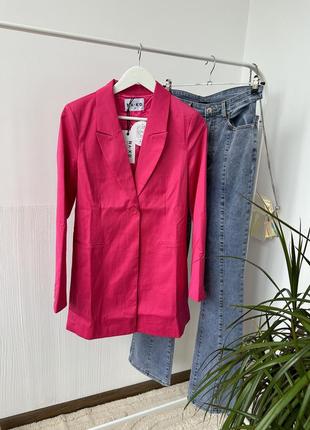 Удлиненный розовый блейзер пиджака2 фото