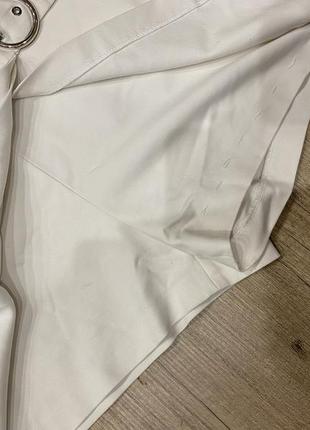 Юбка шорты белые базовые базовые с поясом коттоновая юбка шорты базовая зара4 фото