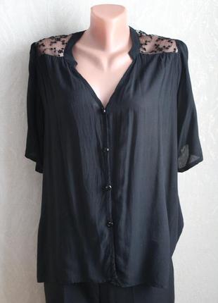 Черная блуза с ажурными плечами 2хл нарядная блуза футболка3 фото
