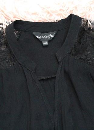 Черная блуза с ажурными плечами 2хл нарядная блуза футболка5 фото