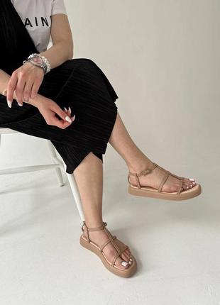 Натуральные кожаные босоножки - сандалии цвета мокко со стелькой мемори 41р.9 фото