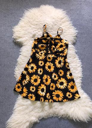 Платье подростковое для девочки подсолнухи цветочный принт8 фото