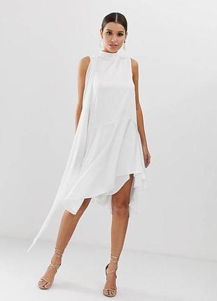 Белое атласное платье asos disign