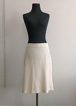 Юбка из  шерсти молочного цвета со стразами. laura biagiotti, roma ,l