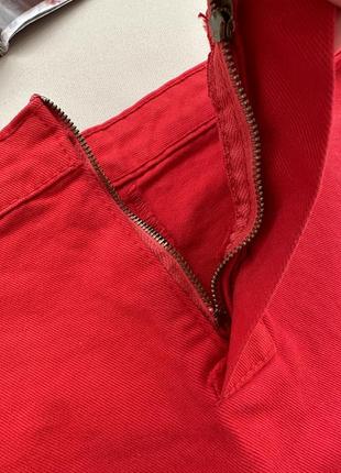 Красная джинсовая юбка мини3 фото