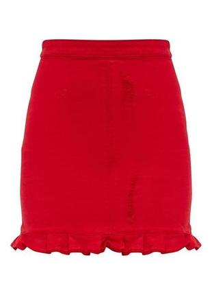 Красная джинсовая юбка мини7 фото