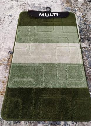 Комплект килимків для ванної 60*100 та 60*50см з вирізом для унітазу зелений 0365 туреччина