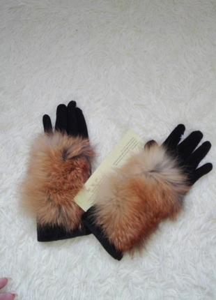 ✅ рукавички зима натуральне хутро7 фото
