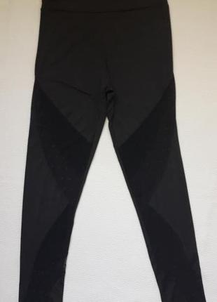 Классные лосины леггинсы высокая посадка с гипюровыми вставками спереди style