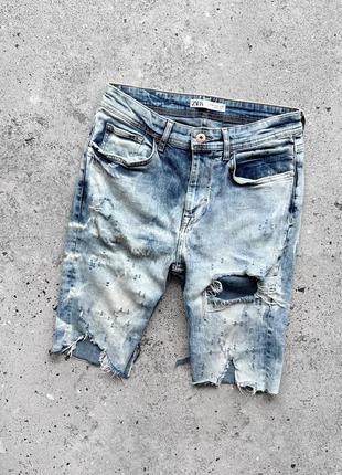 Zara man distressed denim shorts джинсовые шорты