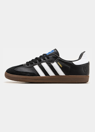 Мужские сникерсы adidas samba black gum cloud white.