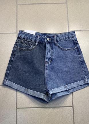 Стильные женские серо-голубые джинсовые шорты размер s, m, l3 фото