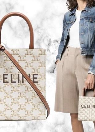 Сумка коричневая бежевая в стиле celine с надписью квадратная10 фото