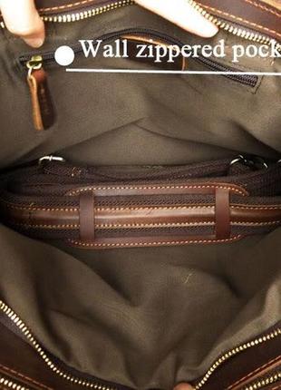 Сумка-портфель кожаная винтажная стильная кежуал коричневая функциональная  для ноутбука4 фото