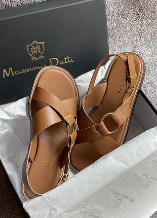 Женские сандали massimo dutti черные коричневые с переплетами