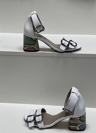 Эксклюзивные босоножки женские натуральная итальянская кожа и замша люкс на каблуке с ремешками пряжками2 фото