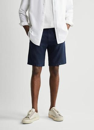 Zara шорти  льон бавовна сині нові розмір 42