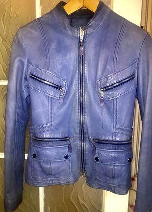 Шкіряна куртка синя