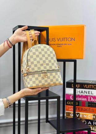 Рюкзак маленький бежевый в клетку женский в стиле louis vuitton мини multi луи витон