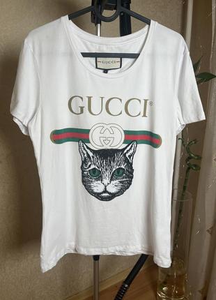 Футболка gucci кот swarovski р.m-l1 фото