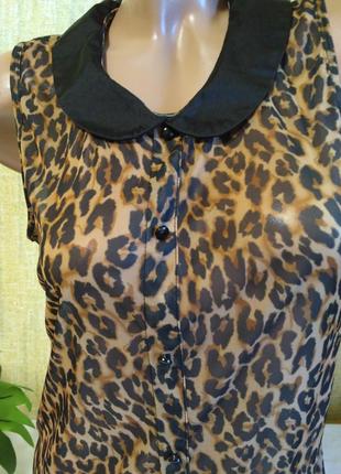 Блуза безрукавка в леопардовый принт3 фото