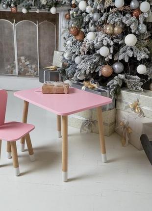 Комплект набор столик и стульчик детский зайчик. розовый детский столик10 фото
