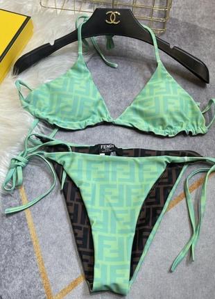Двусторонний раздельный купальник в стиле fendi