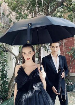 Черный зонт зонтик в сумке чехле