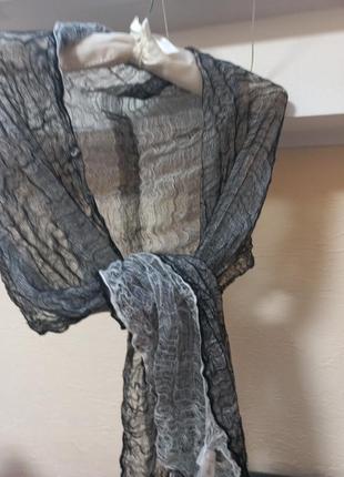 Стильный двухслойный шарф лен6 фото