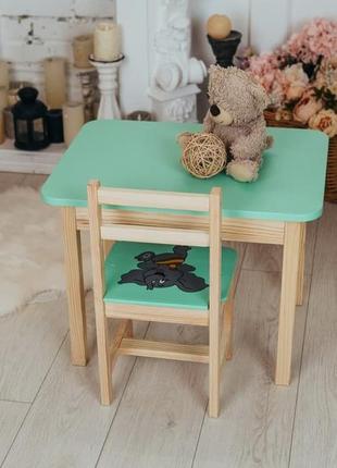 Стіл і стілець дитячий. для навчання, малювання, гри. стіл із шухлядою та стільчик.6 фото
