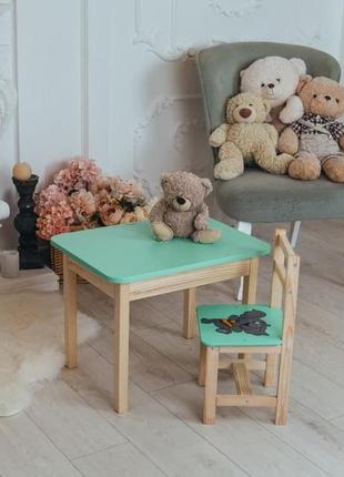 Стіл і стілець дитячий. для навчання, малювання, гри. стіл із шухлядою та стільчик.2 фото