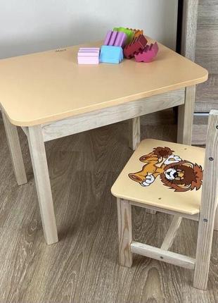 Детский стол и стул желтый. для учебы, рисования, игры. стол с ящиком и стульчик.1 фото