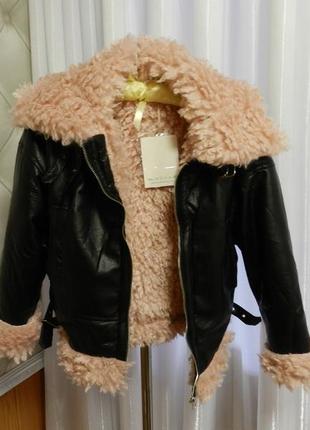 ⛔ ✅ демисезонная куртка дублёнка авиатор с мехом разные размеры укороченный рукав3 фото