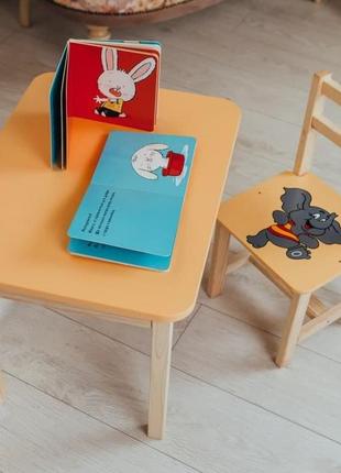 Дитячий стіл і стілець. стіл із шухлядою та стільчик. для навчання, малювання, гри, дерево, мдф, від 1,5 до 7 років