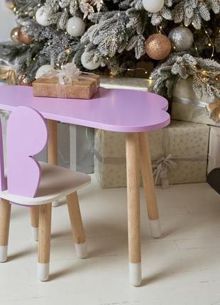 Детский столик и стульчик фигурный фиолетовый  столик и стульчик детский для игр, уроков, еды3 фото