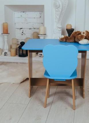 Набор детский стол парта и стул, комплект столик и стульчик медвежонок, 1,5-7 лет,  мдф9 фото