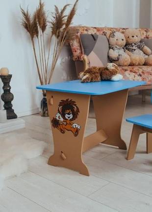 Набір дитячий стіл парта та стілець, комплект столик і стільчик ведмежатко, 1,5-7 років, мдф4 фото